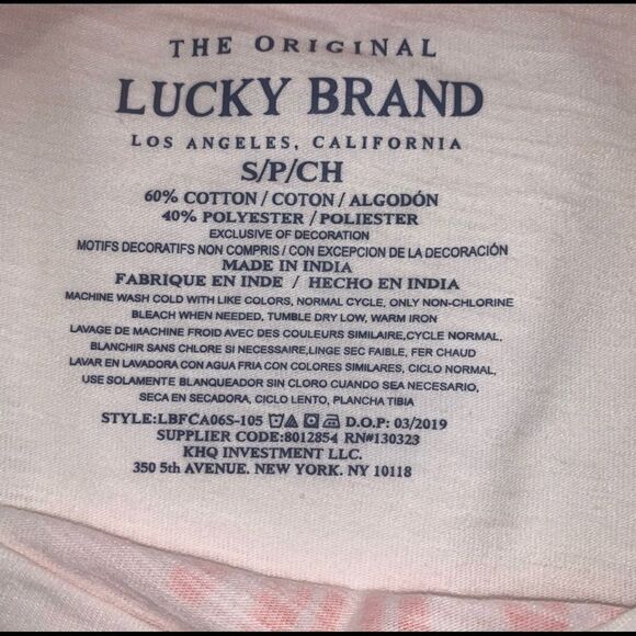 Lucky brand Girls Short Sleeve Top Cream S… - Picture 3 of 3